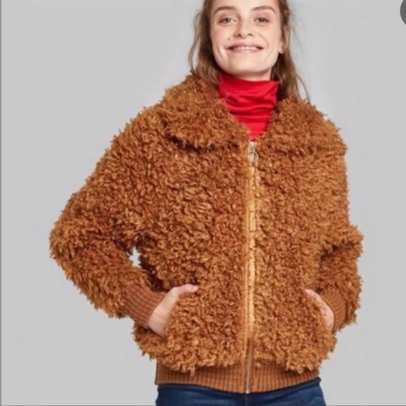 Wild Fable • Teddy Jacket • Brown • Medium • Faux Fur • Pockets - Picture 1 of 11